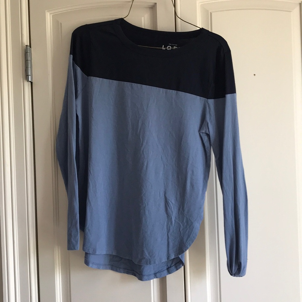 Long sleeve two tone blue shirt